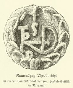Monograma de Teodorico el Grande, Rey de los Ostrogodos (grabado)