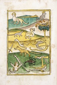 Monstruos y serpientes en un paisaje, 1478 de German School