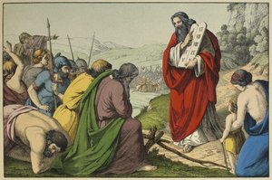 Moisés y las tablas de la Ley, ilustración de L