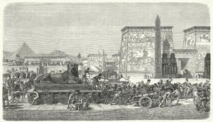 Moviendo una estatua en el Antiguo Egipto de German School