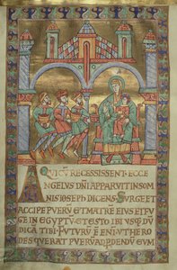 Ms. Czart. 1207, IV, fol.V v. Adoración de los Magos, del Evangeliarium de la Catedral de Plock, c.1075 de German School