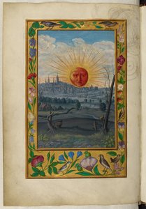 Ms Harley 3469, f.33v Sol con rostro humano ascendiendo, el Quinto Tratado, de 