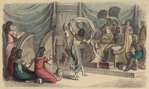 Músicos y bailarines actuando ante el faraón en el Antiguo Egipto de German School