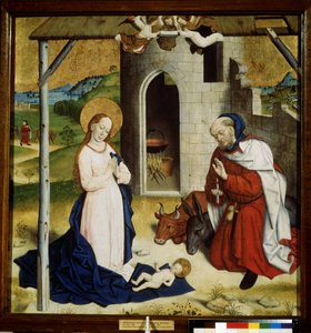 ""Nativite"" (La Adoración del Niño Jesús) Moquillo de la escuela alemana. 1470-1480 Museo Pushkin, Moscú de German School
