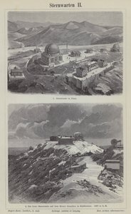Observatorio de Niza, Francia, y el Observatorio Lick, Monte Hamilton, California, EE.UU. (grabado) de German School