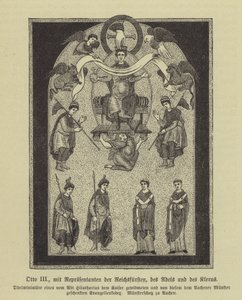 Otón III, emperador del Sacro Imperio Romano, con representantes de los príncipes, la nobleza y el clero de German School