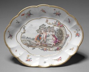 Plato ovalado, manufactura Fábrica de Porcelana de Nymphenburg, c.1760-1765 de German School