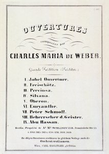 Página con presentación de oberturas de varias óperas de Carl Maria von Weber