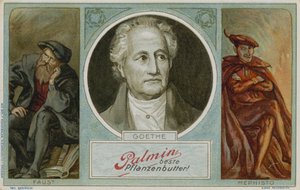 Tarjeta comercial de Palmin con una imagen de Goethe de German School