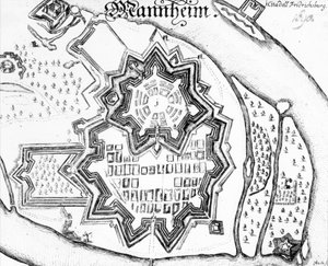 Plano de Mannheim, Alemania 1690 de German School