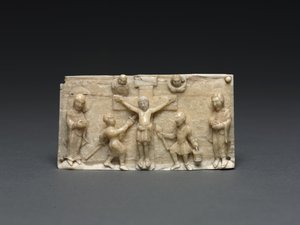 Placa de un altar portátil: La Crucifixión, Valle del Bajo Rin, 1050-1100 de German School