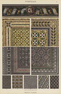 Pompeiano, Suelos de Mosaico (litografía a color) de German School