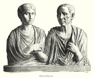 Porcia y Cato, lápida romana antigua