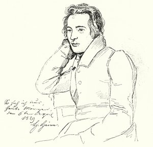 Retrato del poeta y escritor alemán Heinrich Heine de joven (grabado)