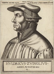 Retrato de Huldrych Zwingli de German School