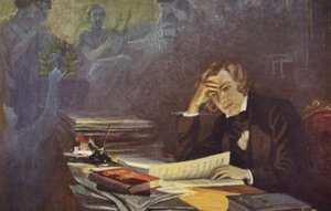 Retrato de Robert Schumann (litografía en color)