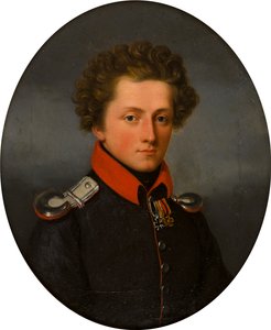 Retrato de una joven oficial, c.1801-99 (óleo sobre lienzo) de German School