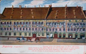 Postal que representa la Fuggerhaus, Augsburgo