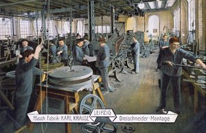 Postal que muestra la fábrica Karl Krause en Leipzig, c.1905 de German School