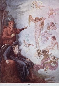 Postal que representa la tentación de Fausto por Mefistófeles, c.1905 de German School
