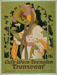 Póster publicitario para Transvaal, un Salón de Café, Vino y Té