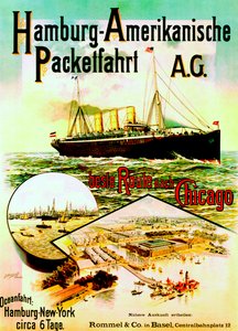 Póster publicitario de la Línea Americana de Hamburgo, 1893 de German School