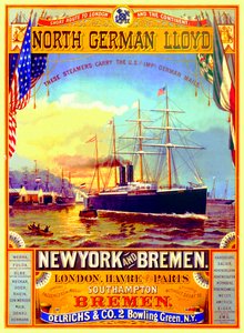 Póster publicitario de la Línea North German Lloyd, 1883