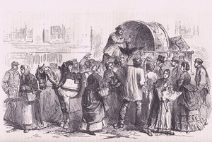 Vendedores de aves de corral en París, Historia de la guerra entre Francia y Alemania de Cassell, publicada por Cassell and Company Limited, c.1890 de German School