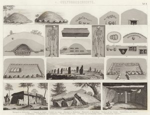 Cámaras funerarias prehistóricas. Ilustración para Bilder-Atlas de German School