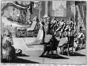 Presentación en Fontainebleau del Delfín a su padre, el Rey Enrique IV, el 27 de septiembre de 1601 de German School
