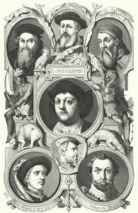 Figuras prominentes de la Era de los Descubrimientos (grabado)