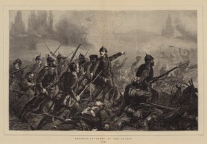 Infantería Prusiana en la Carga (grabado) de German School