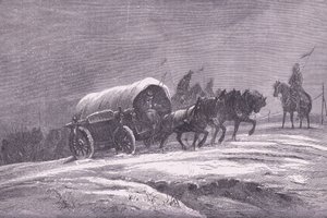 Correo de campo prusiano en la nieve, Historia de la guerra entre Francia y Alemania de Cassell, publicada por Cassell and Company Limited, c.1890