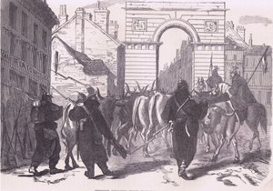 Tropas de forrajeo prusianas trayendo ganado, Historia de la Guerra entre Francia y Alemania de Cassell, publicada por Cassell and Company Limited, c.1890 (litografía) de German School