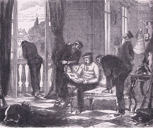 Prusianos en ocupación de una villa cerca de París, de la Historia de la Guerra entre Francia y Alemania de Cassell, publicada por Cassell and Company Limited, c.1890