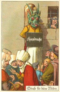 Castigo para las malas esposas (litografía en color) de German School