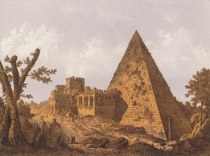 Pirámide de Cestio, Roma (litografía en color)