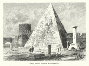 Pirámide de Cestio, tumba de Cayo Cestio, Roma, construida alrededor del 12 a.C. (grabado) de German School