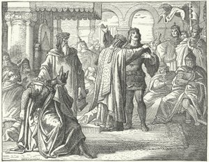Reconciliación del Emperador del Sacro Imperio Romano Germánico Enrique VI y Ricardo Corazón de León de German School
