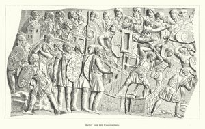 Relieve de la Columna de Trajano, Roma, que representa a los romanos derrotando a los dacios de German School