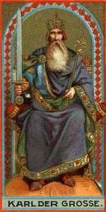 Representación de Carlomagno (742-814), rey de los francos, los lombardos y luego emperador. de German School