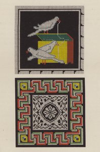 Reproducción de un mosaico de suelo de Pompeya como una pieza de bordado de German School