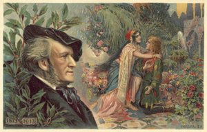 Richard Wagner y una escena de su ópera Parsifal