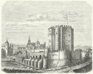Puente romano y Gran Mezquita de Córdoba, España (grabado) de German School
