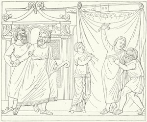 Escena de teatro romano, posiblemente de Andria, una obra de Terencio