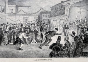 Carrera de patines de ruleta en Berlín en 1878