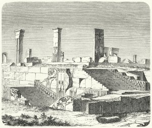 Ruinas del Palacio de Jerjes en Persépolis (grabado) de German School