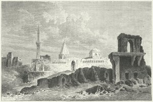 Ruinas del Palacio de los Selyúcidas en Konya, Turquía (grabado) de German School