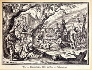 Gente rural en la Edad Media. Grabado alemán del siglo XVIII. Anónimo. Bibl. de las Artes Decorativas. de German School