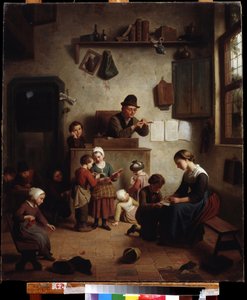 "" Escena de clase en una escuela "" (En la escuela) Pintura de la escuela alemana Principios del siglo XIX Galería de arte regional Deineka, Kursk Rusia de German School